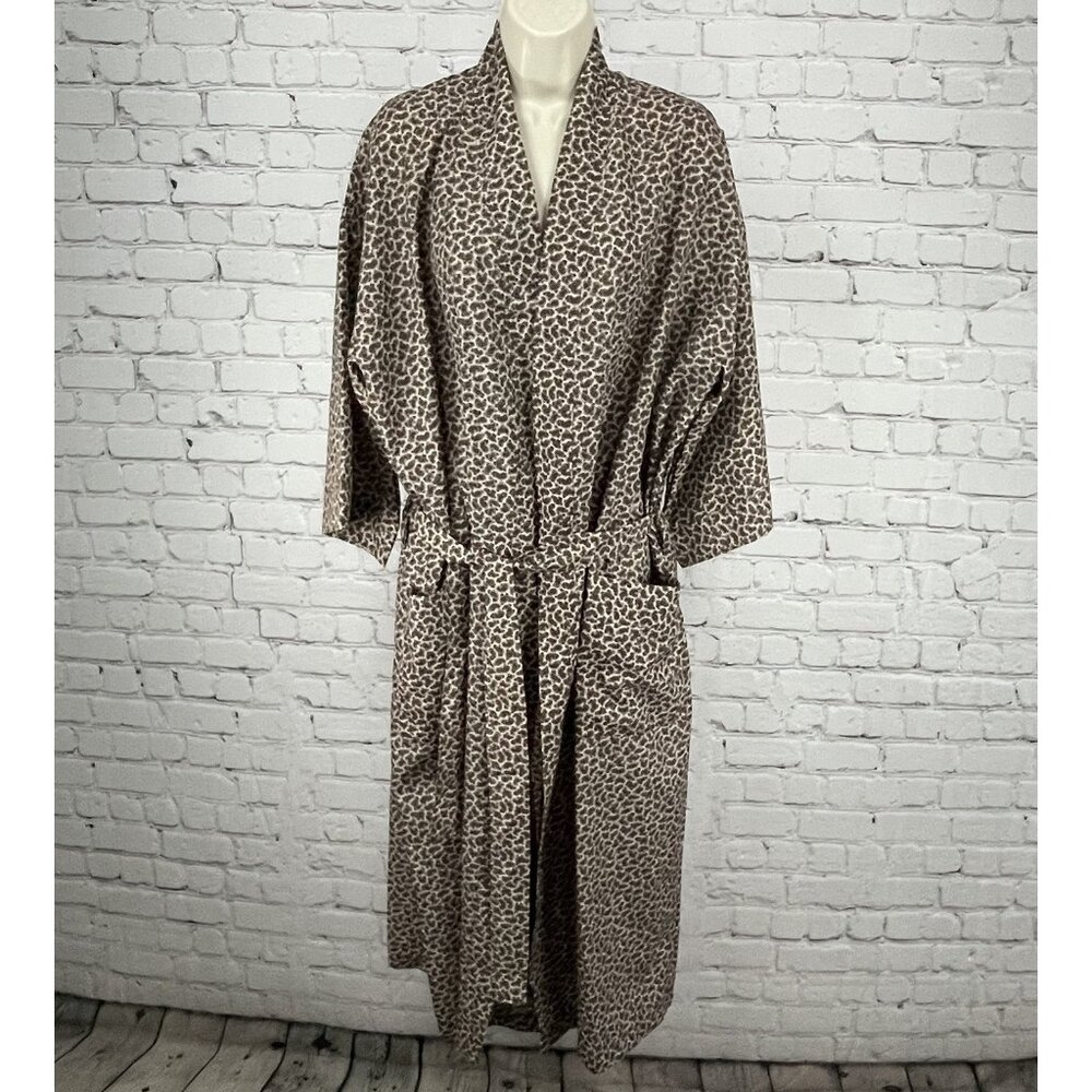 VTG Bill Blass Cream Paisley Print Lightweight Pockets Tie Waist Robe Size O/S